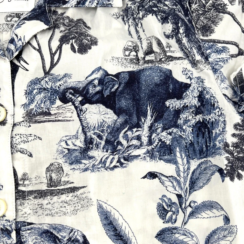 The Cat's Pajamas Safari Toile Luxe Pima Cotton Capri Pajama Set Size S Elephant - Picture 4 of 13